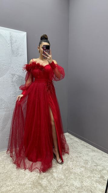 Abito Da Sera İn Tulle İn Tulle Abito Da Sera Del Dettaglio Del Torace Rossa