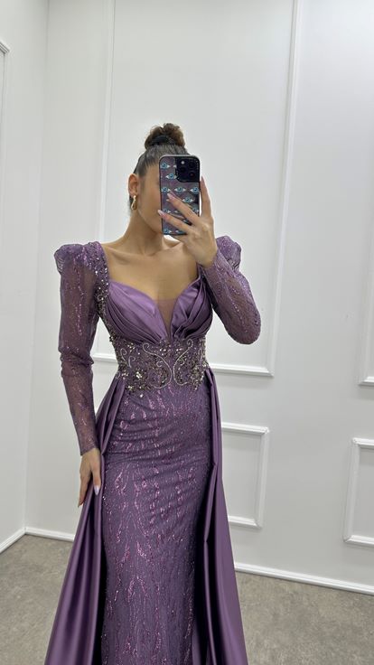 Embroidered Glitter Cap Detail Design Dress