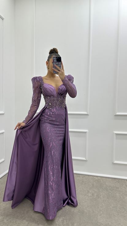 Embroidered Glitter Cap Detail Design Dress
