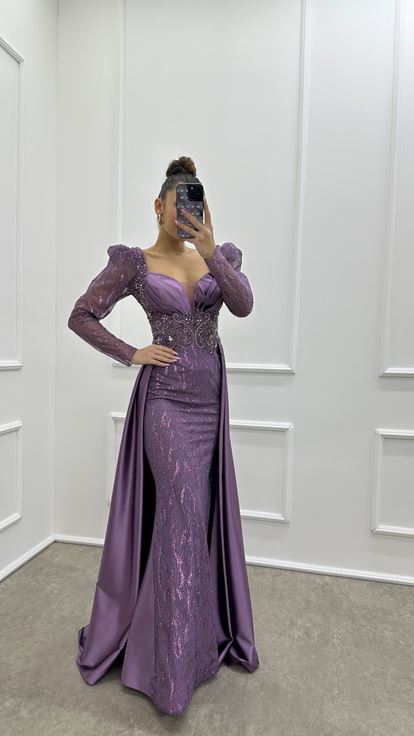 Embroidered Glitter Cap Detail Design Dress