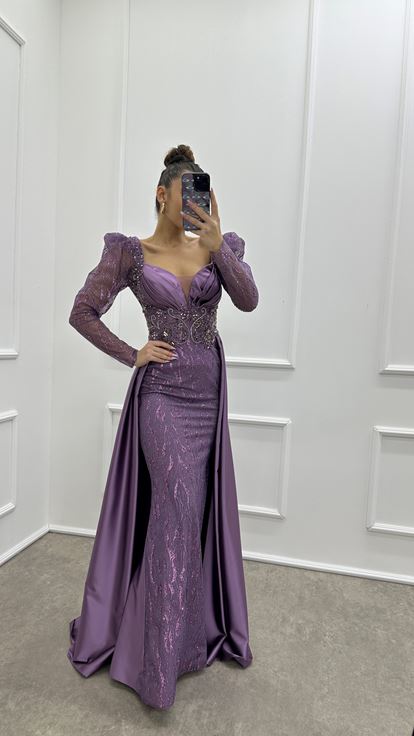 Embroidered Glitter Cap Detail Design Dress