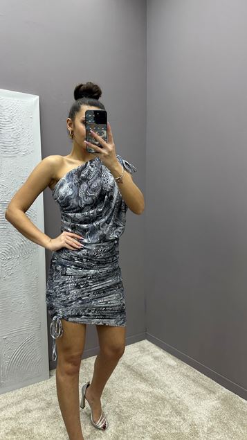 Abito Di Design A Motivi Motivi Single Grigio