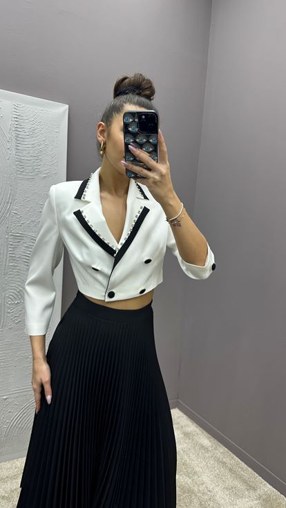 Jupe Noire Coupe Asymétrique Design Plissé Double Set