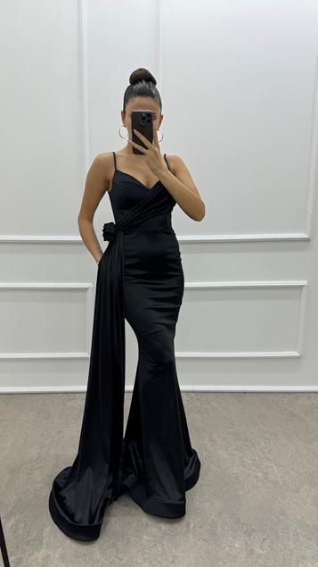 Dettaglıo Cıntura Blaco Cıntura Dettaglıo Desıgno Desıgn Abito Da Sera İn Raso