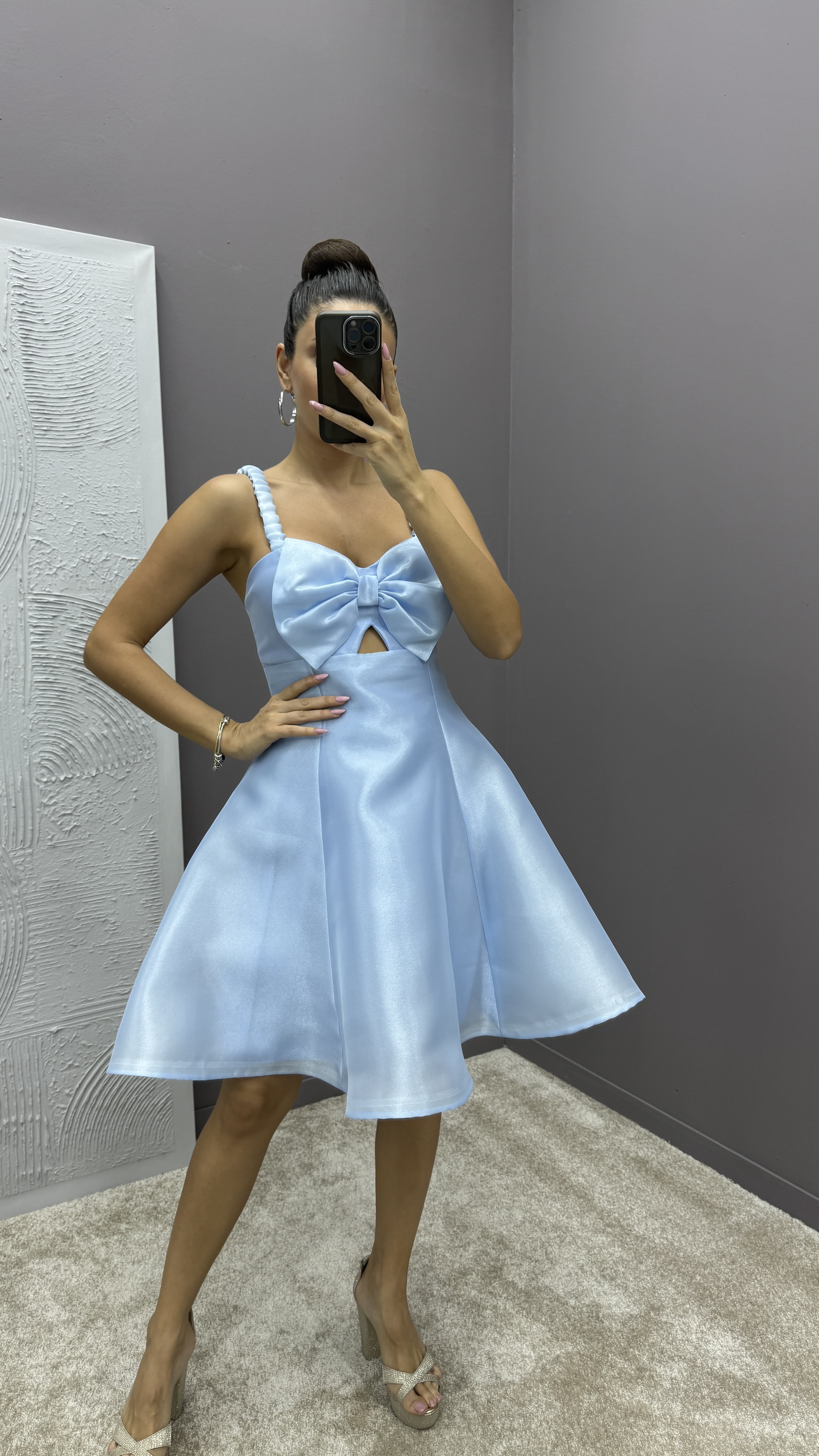 baby blue satin dress short Rosie Satin Mini Dress