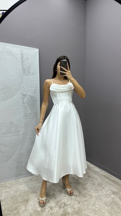 White Rope Strap Chest Detail Design Dress