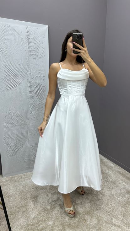 White Rope Strap Chest Detail Design Dress