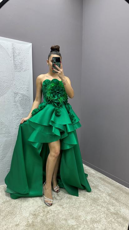 Dettaglıo Dı Fıuture Slessa Verde Abito Da Sera Rose Design