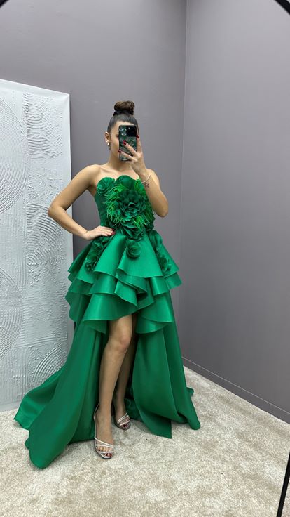 Dettaglıo Dı Fıuture Slessa Verde Abito Da Sera Rose Design