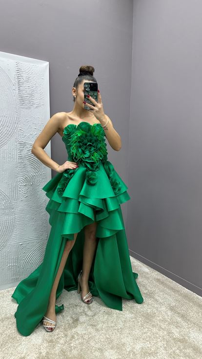 Dettaglıo Dı Fıuture Slessa Verde Abito Da Sera Rose Design