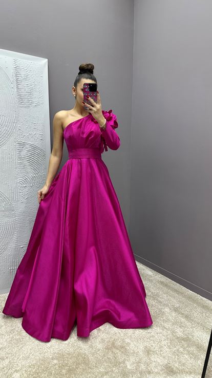 Abito Da Sera Con Spalla Con Spalla Con Spalla Con Spalla Fuchsia