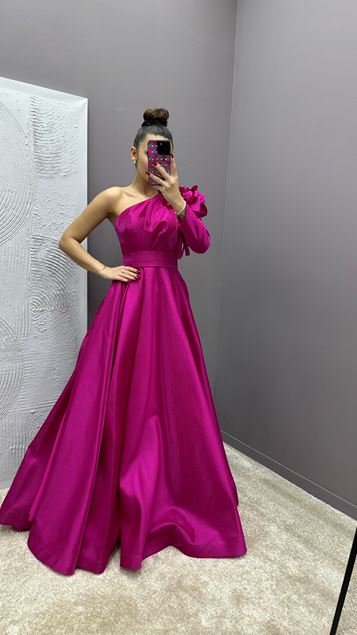 Abito Da Sera Con Spalla Con Spalla Con Spalla Con Spalla Fuchsia