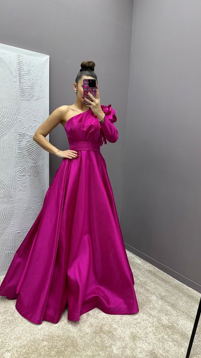 Abito Da Sera Con Spalla Con Spalla Con Spalla Con Spalla Fuchsia