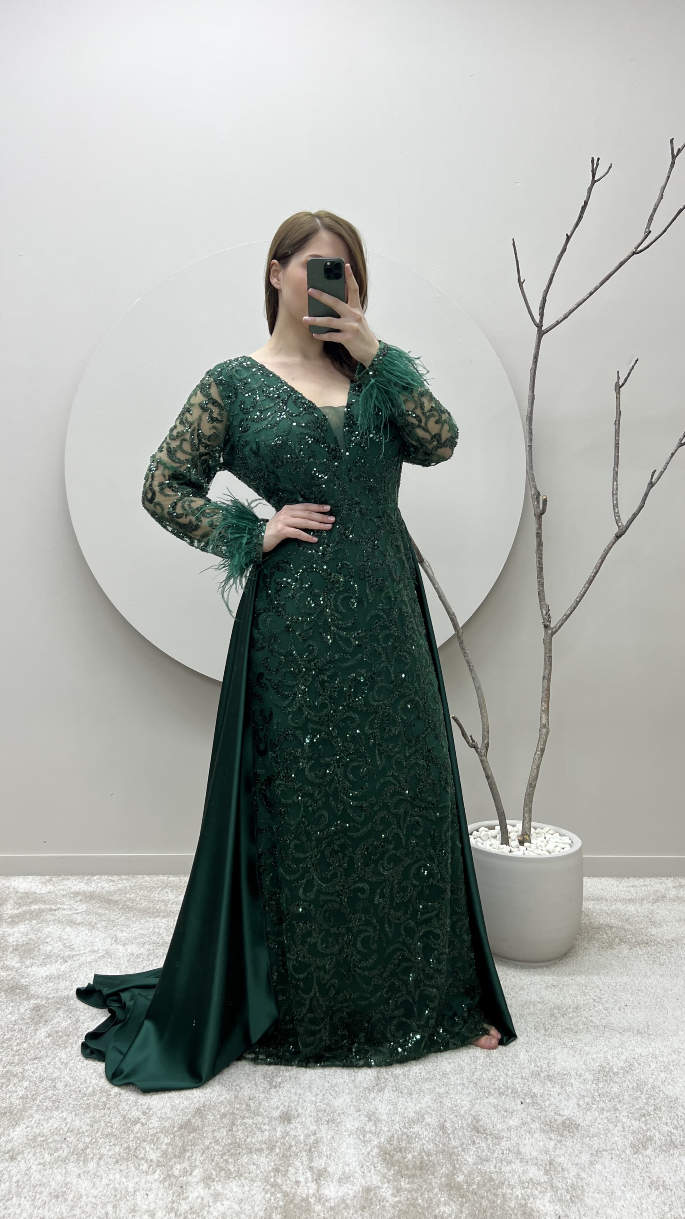 green emerald velvet dress Plus Size Long Formal Dress by Ladivine 7493C