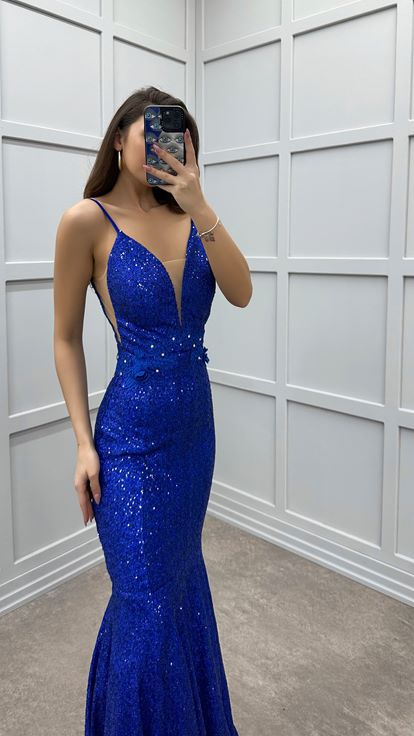 Saks Rope Strap Waist Detail Embroidered Design Dress