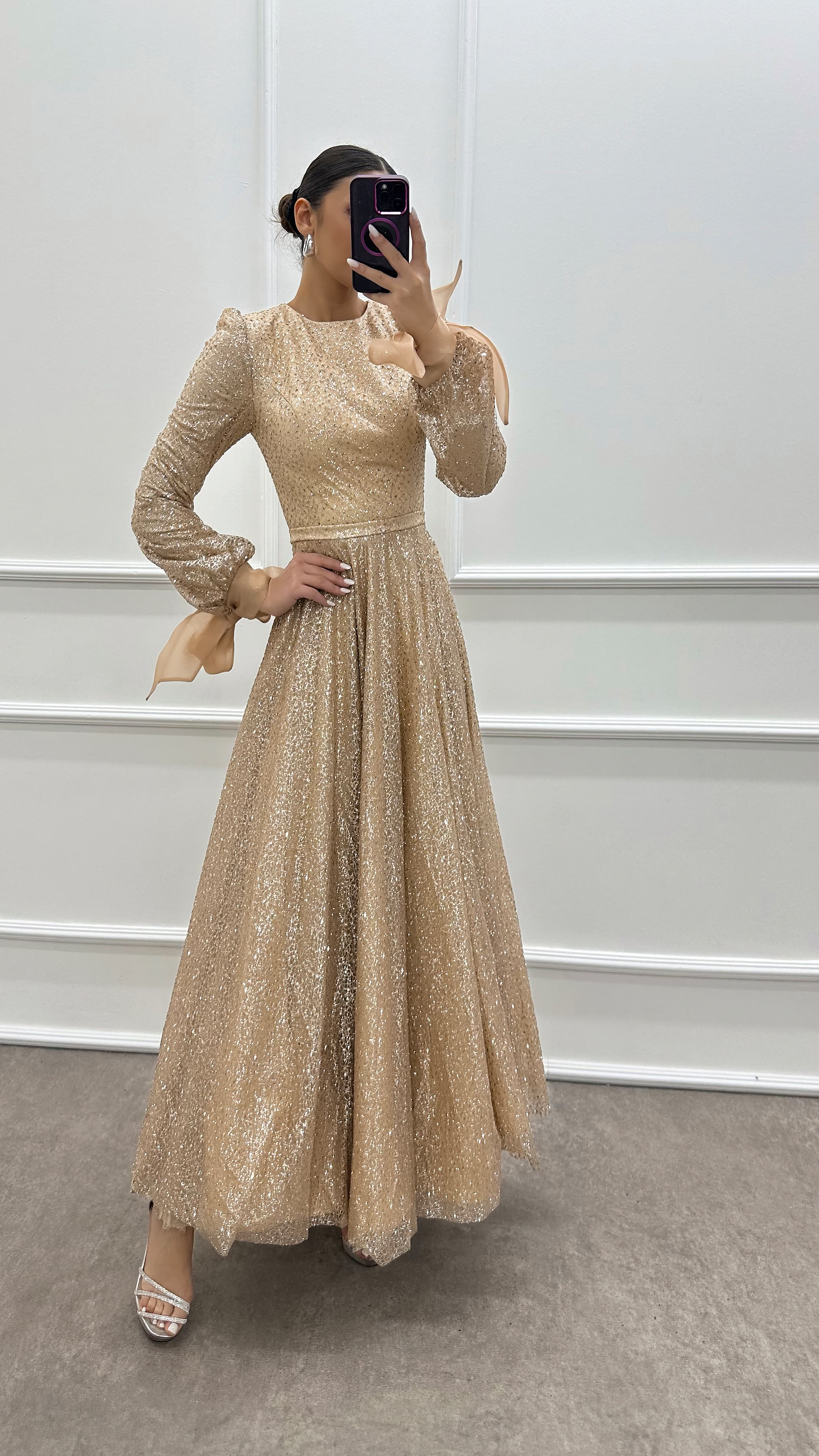 beige balloon sleeve dress Chamberlain Balloon Sleeves Mini Dress Beige