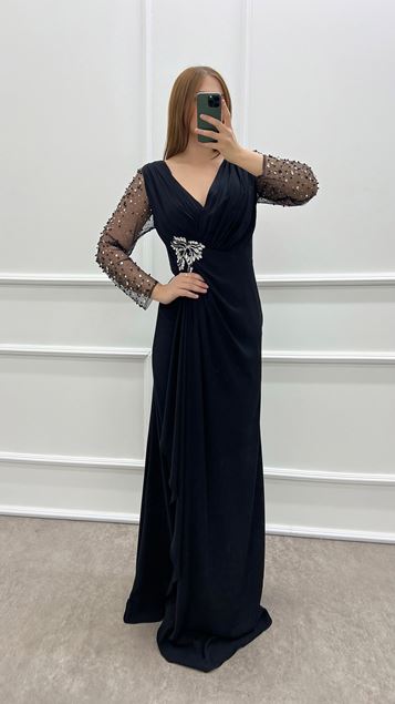 Broche taille pierre noire Design Robe grande taille