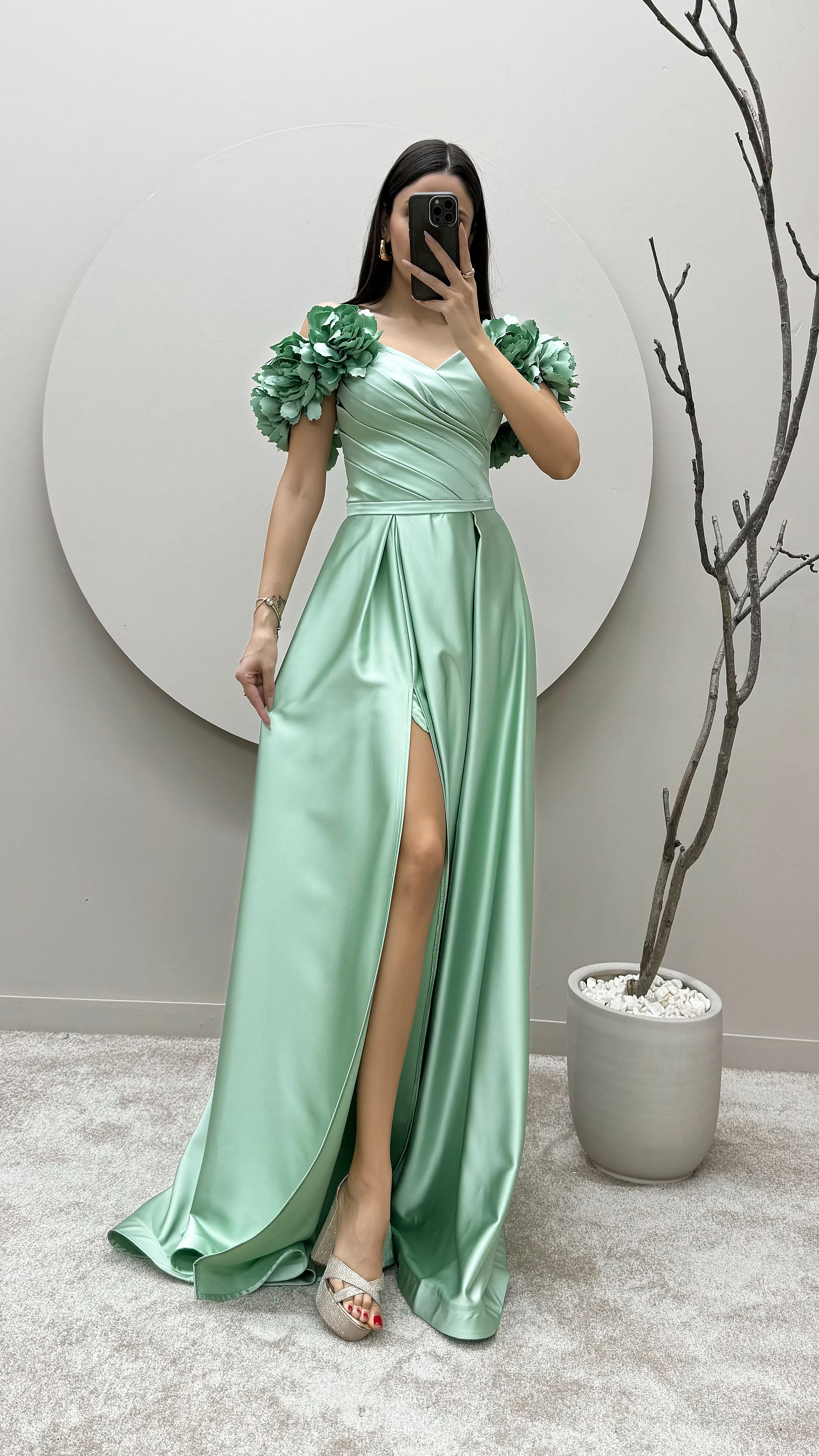 green rope dress Gold Sequined Pistachio Chiffon Maxi With Handmade De RAISA VANESSA INT Youll love the deep V BUCI Jump Rope Dress in