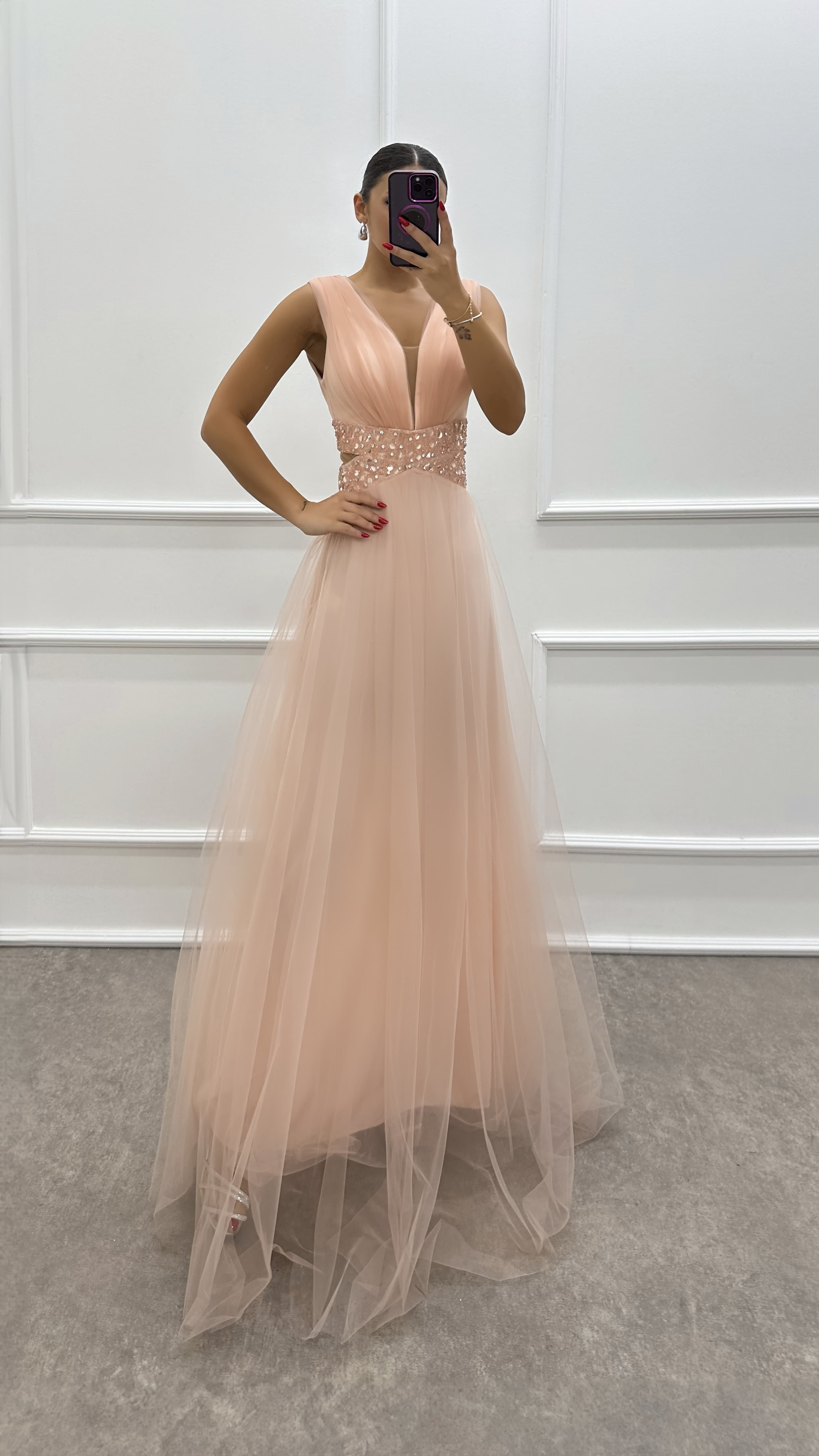 Robe En Tulle Transparent En Poudre