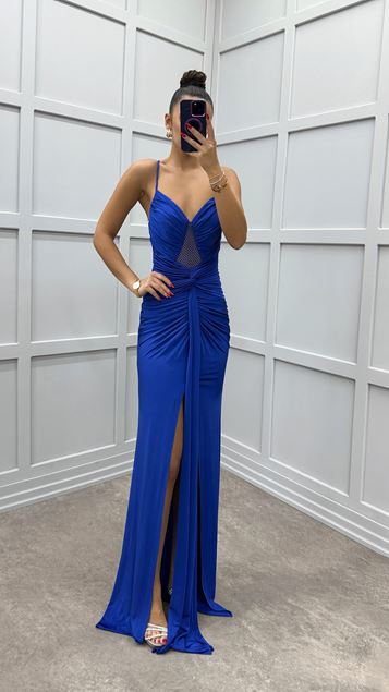 Robe à bretelles en corde transparente à la taille violette