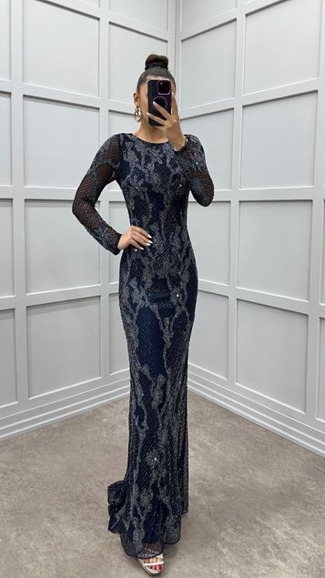 Robe de soirée de conception spéciale de détail de broderie anthracite