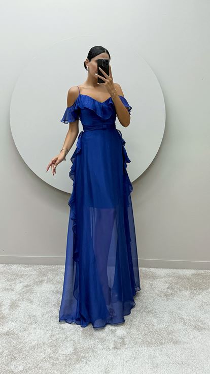 Robe Saks avec bretelles en corde et volants