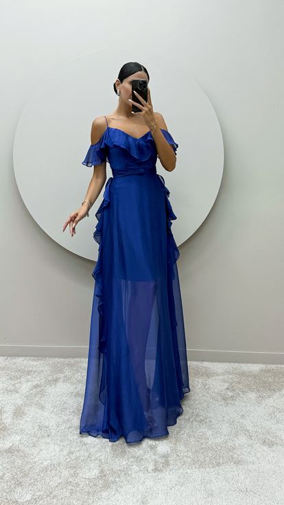 Robe Saks avec bretelles en corde et volants