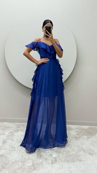 Robe Saks avec bretelles en corde et volants