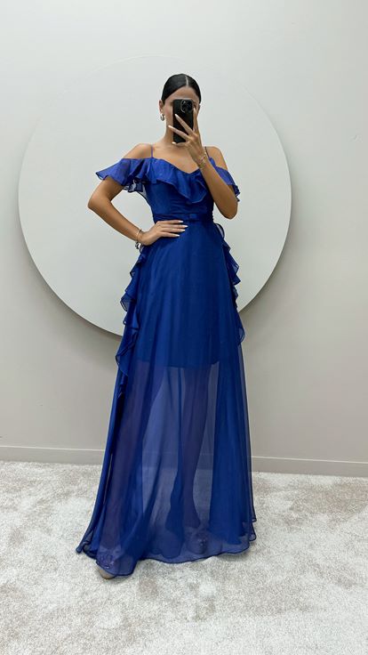 Robe Saks avec bretelles en corde et volants