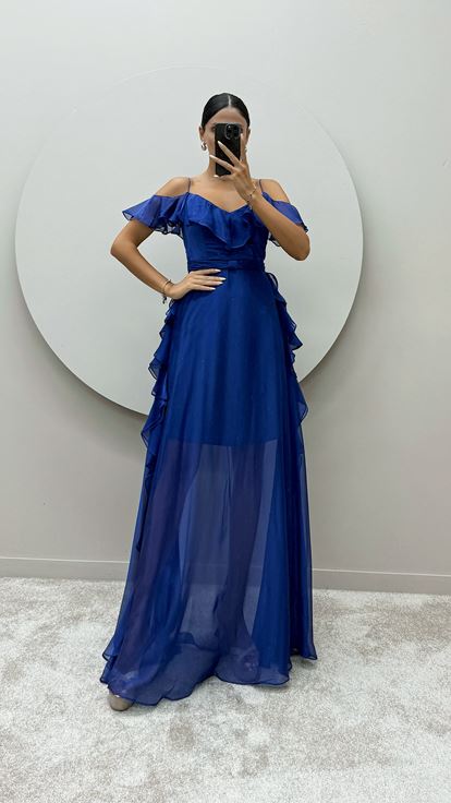 Robe Saks avec bretelles en corde et volants