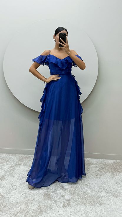 Robe Saks avec bretelles en corde et volants