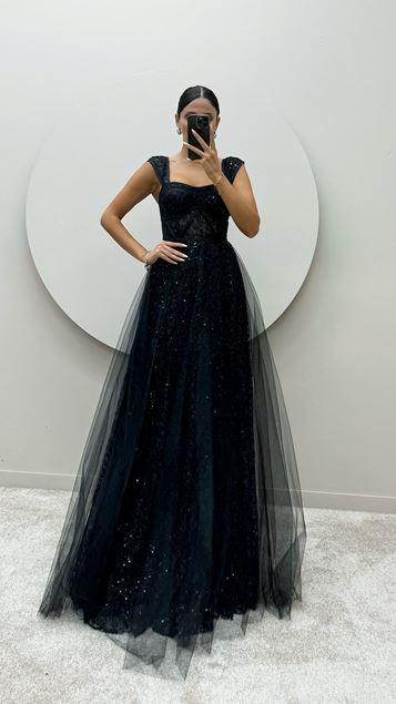 Black Transparent Detailed Design Dress