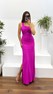 Fuşya Tek Omuz Yırtmaç Detay Abiye Elbise