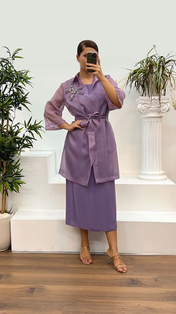 Powder Plus Size Satin Evening Dress Suit