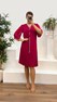 Magenta Taş Detay Büyük Beden Abiye Elbise