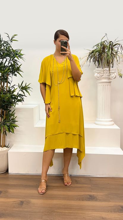 Olivgrüner Abendanzug in Übergröße mit V Ausschnitt und Ärmeldetails