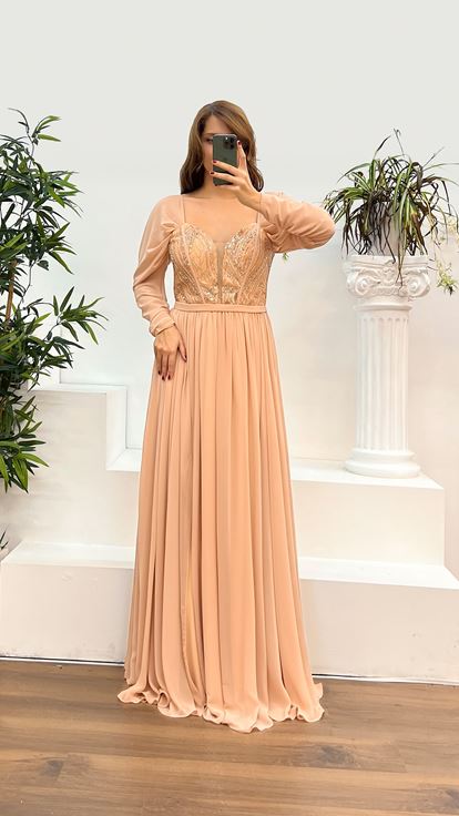 Powder Sweetheart Neckline Embroidered Plus Size Chiffon Evening Dress
