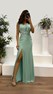 Mint Yeşili Sırt Detay İşlemeli Abiye Elbise