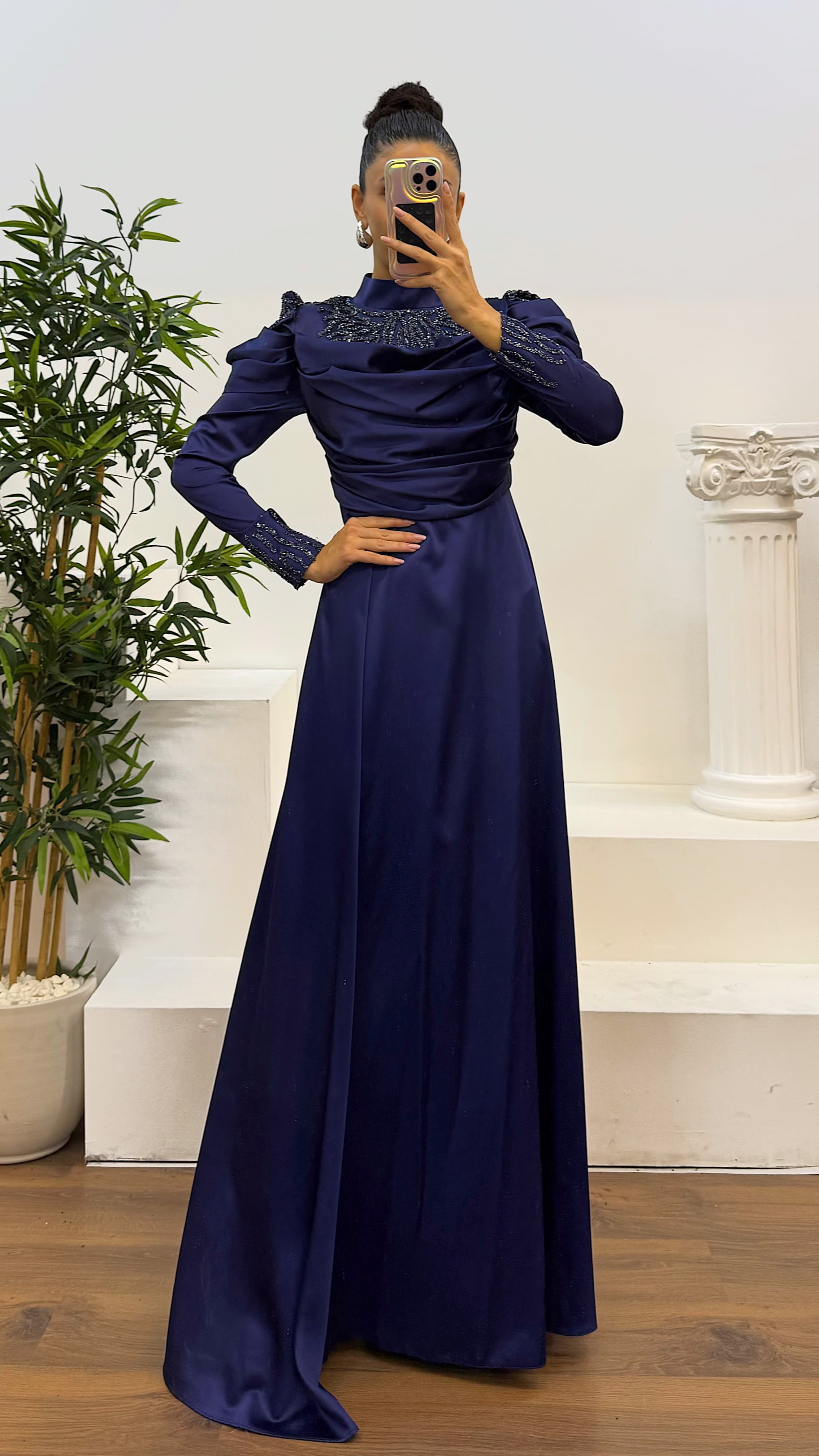 princess polly baby blue dress Silk Wrap Dress Navy C102 main image 1