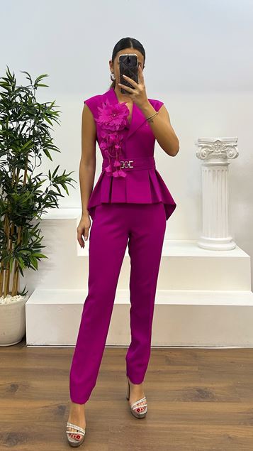 Gilet Fuchsia - Robe de soirée tailleur pantalon