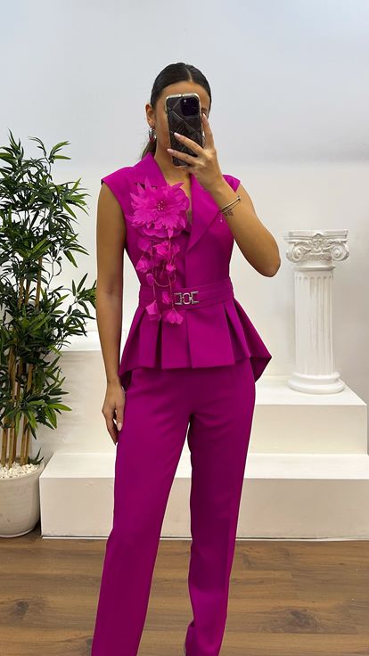 Gilet Fuchsia - Robe de soirée tailleur pantalon