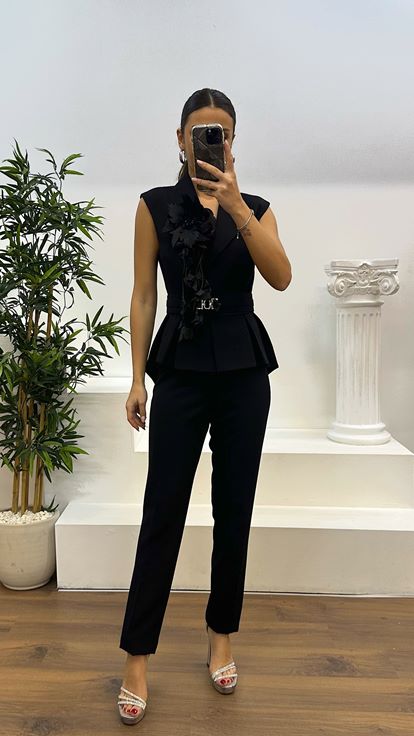 Black Vest - Trousers Suit Evening Dress