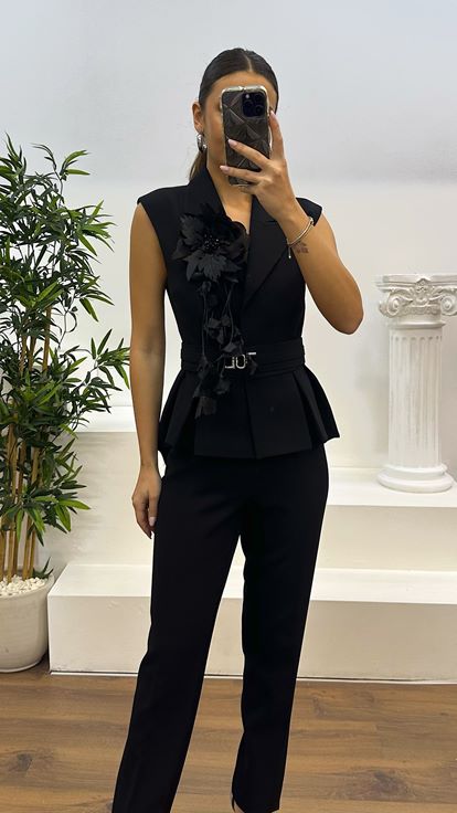 Black Vest - Trousers Suit Evening Dress