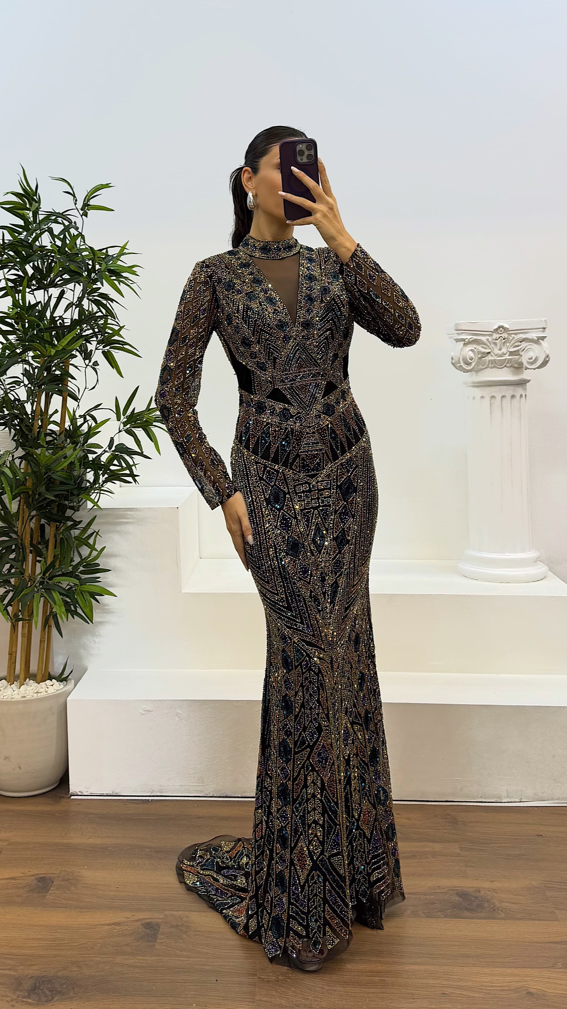 sachin and babi light blue dress Black Evening Dress with Sequins ROJA