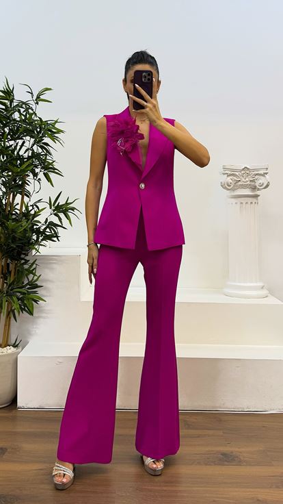 Conjunto de vestido de noche con chaleco acampanado Fusya