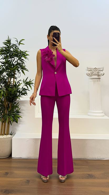 Conjunto de vestido de noche con chaleco acampanado Fusya