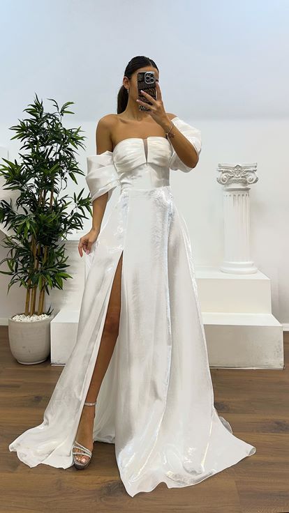 Bone Drape Detail Strapless Evening Dress
