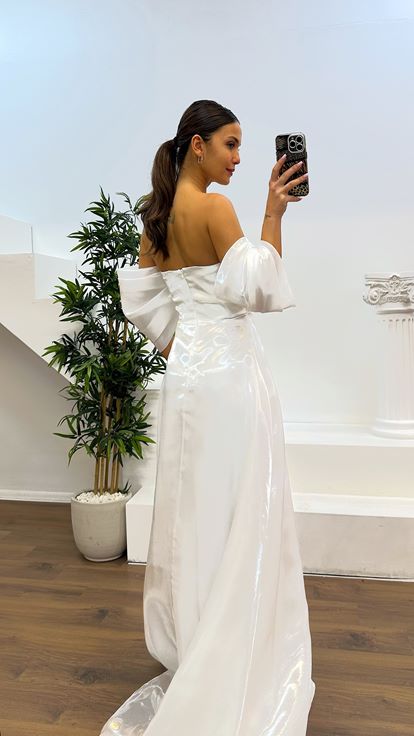 Bone Drape Detail Strapless Evening Dress