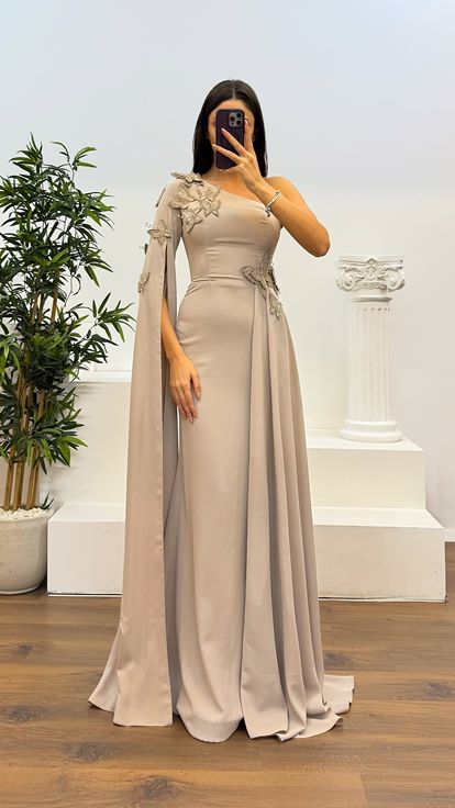Tas Single Sleeve Evening Dress