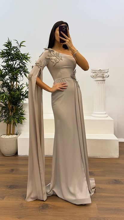 Tas Single Sleeve Evening Dress